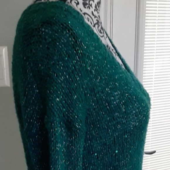Mudd Teal green metallic high/low slouch sweater - Picture 4 of 8